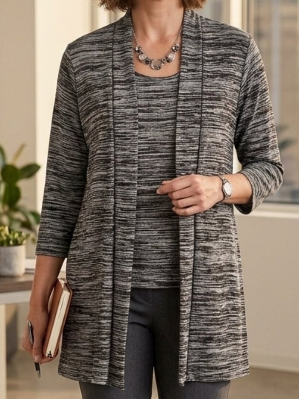Alia cardigan with attached shell, one piece, size 1X